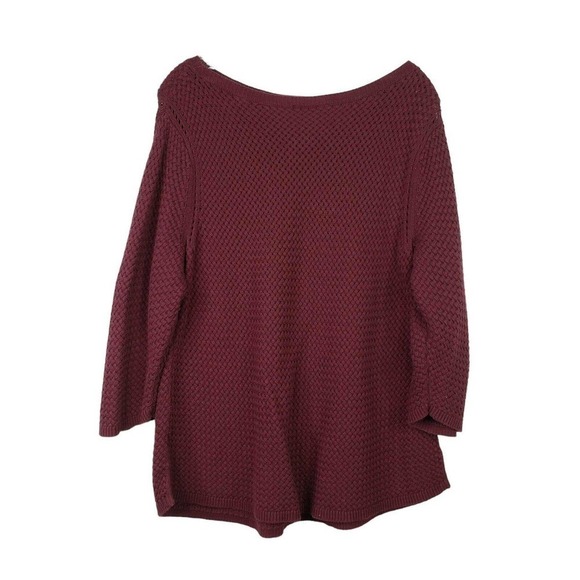 Talbots Sweater Size XLP Petite Maroon Red Open Knit Cotton Rayon - Picture 2 of 8